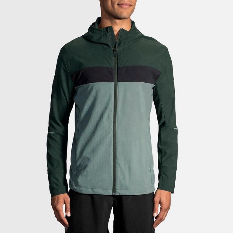 Brooks Men's Canopy Running Jackets Singapore - Green (90854-EDKG)